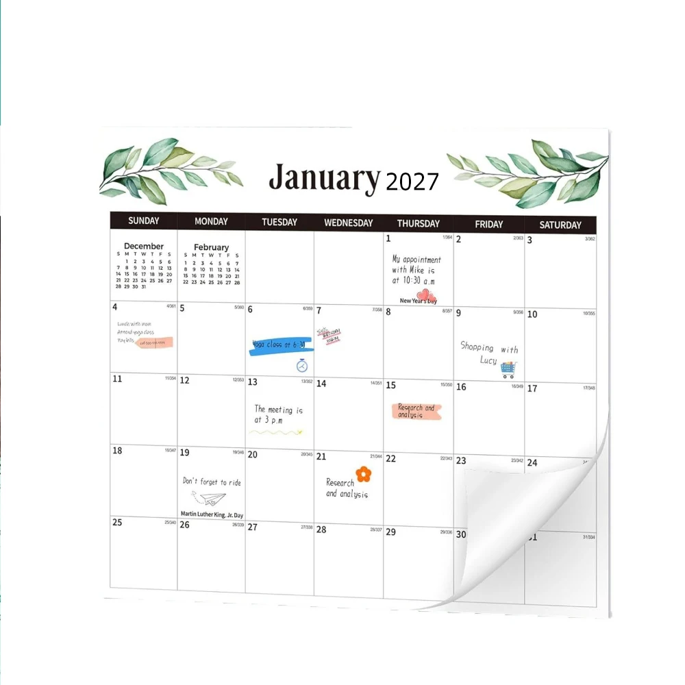 Magnetic Fridge Calendar Jan 2027-Jun 2028 Magnetic Calendar for Refrigerator with Ruled Blocks Tear-Off Pages 18 Monthly New