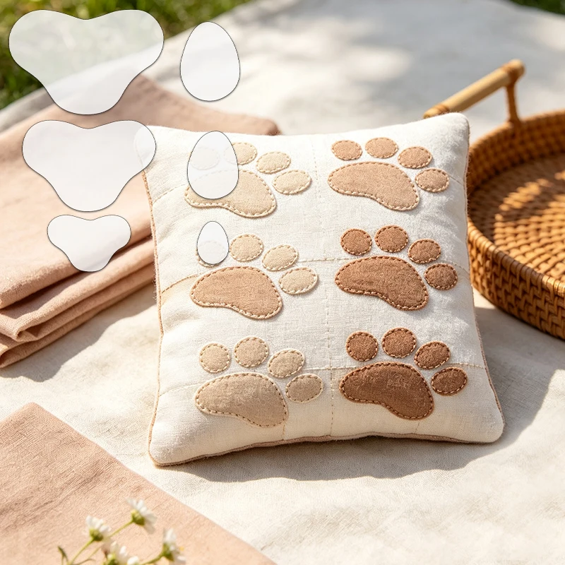 YOMDID 6pcs Dog Paw Print Patchwork Sewing Templates, Essential Tools For Smooth Movement And Precise Sewing Durable PET Stencil