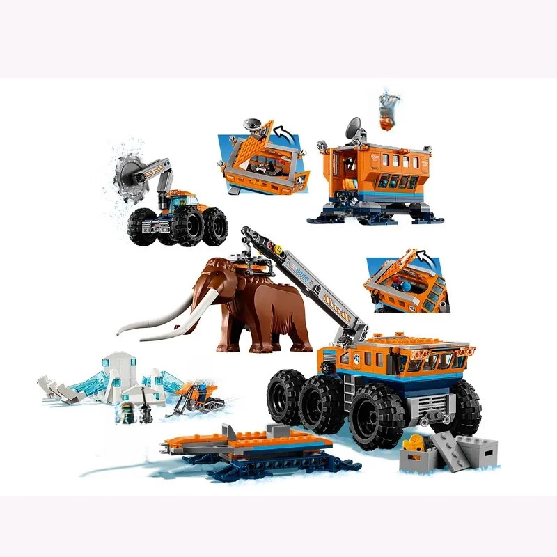 

City Series Building Blocks ‌Arctic Mobile Exploration Base‌ Mammoth Children Gift Assembly Toy