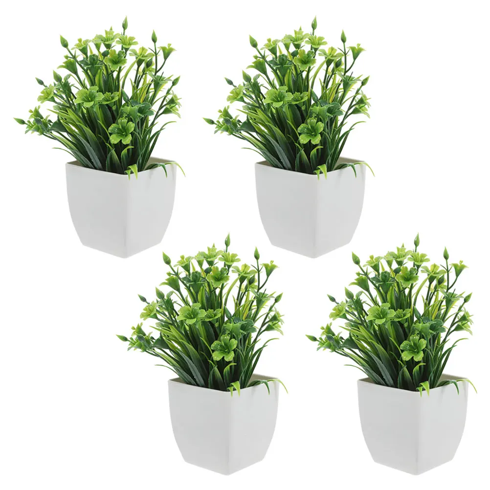 

4 Pcs Artificial Plants Realistic Faux Greenery Indoor Decor Spring Home Office Mini Succulent Plant Arrangement