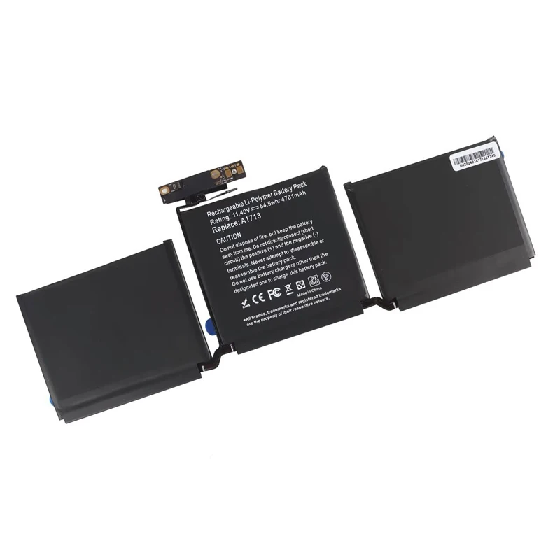 

11.4V 54.5Wh A1713 Laptop Battery for Apple MacBook Pro 13" A1708 2016 2017 EMC 2978 EMC 3164 020-00946 MLL42CH/A MLUQ2CH/A