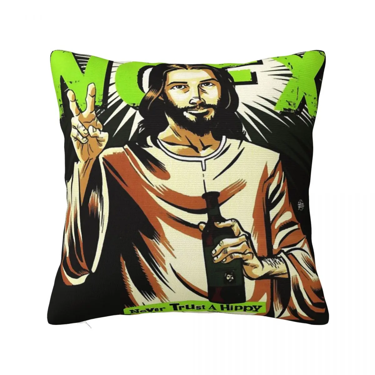 Decorative Pillow Covers Nofx Punk Band Merch Bed Never Trust A Hippy Jesus Pillow Case Cover Square Multi Size