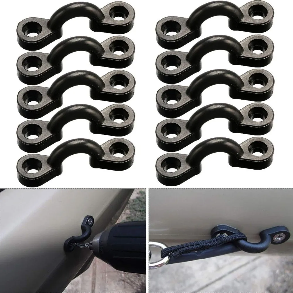 10Pcs/set Nylon Kayak Pad Eye Kit Rope Loop Convenient Bungee Deck Loops Eye Hooks Anchor Point Tool