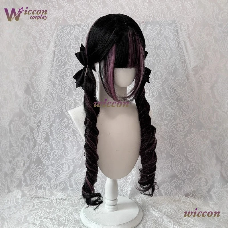 Comic ‌Black Wig with Pink Cosplay Wigs with Bangs Lolita Long Curly Hair Wig Woman Party Cosplay Wig Natural Heat Resistant view 6