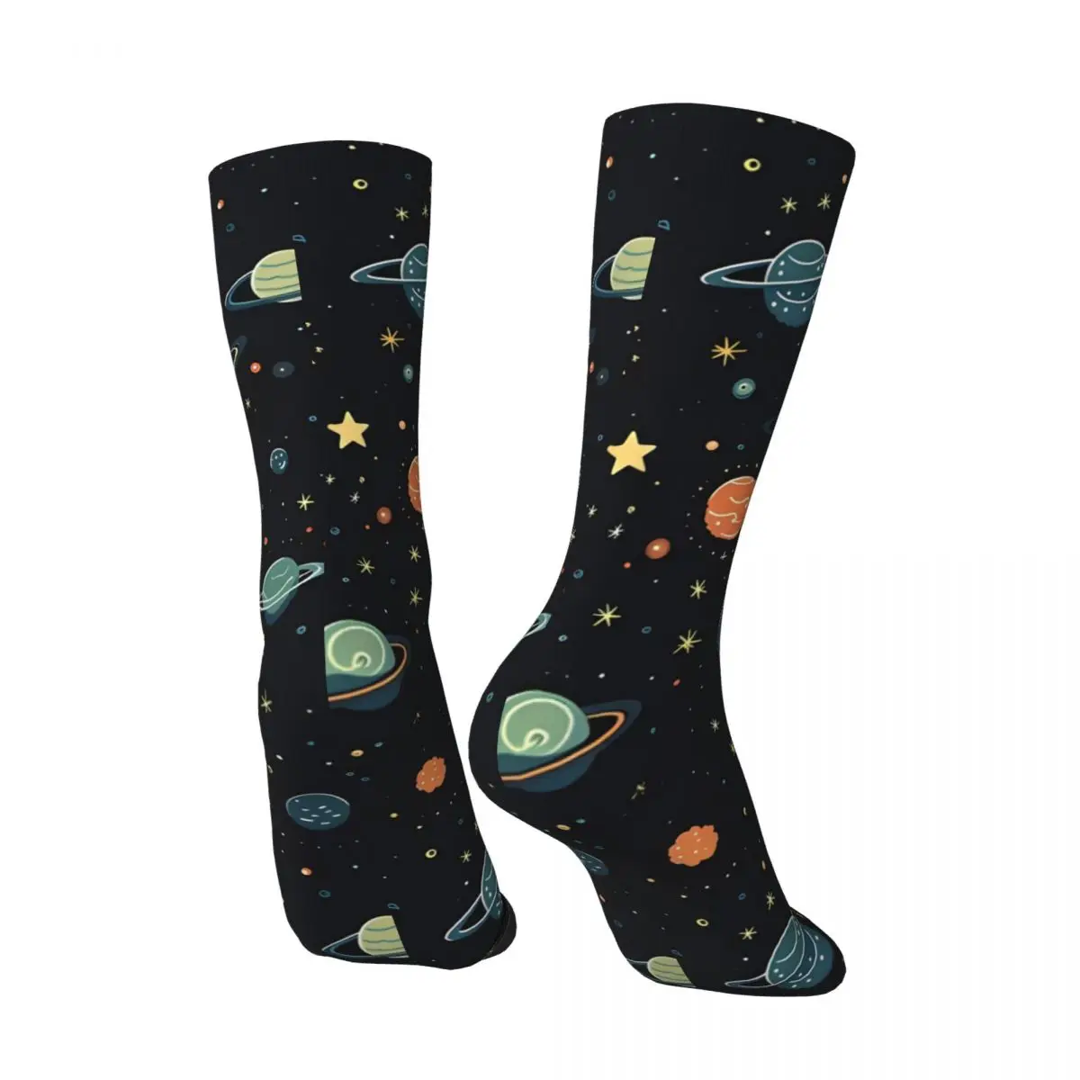 Space The Final Pattern Planets Happy Men\'s Socks Vintage The Stars Hip Hop Crazy Crew Sock Gift Pattern Printed