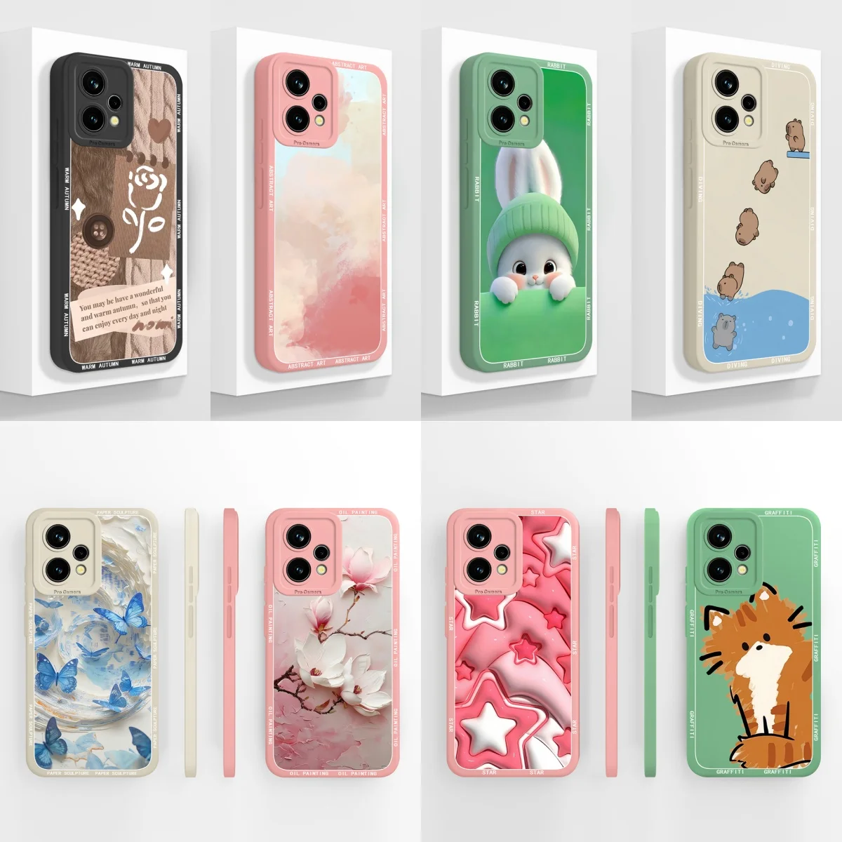 Cases For OPPO Realme 9 Pro Plus 9i Cartoon Rabbit Kitten Shockproof Portable Minimalist Housing For realme9pro+ Realme9i Capa