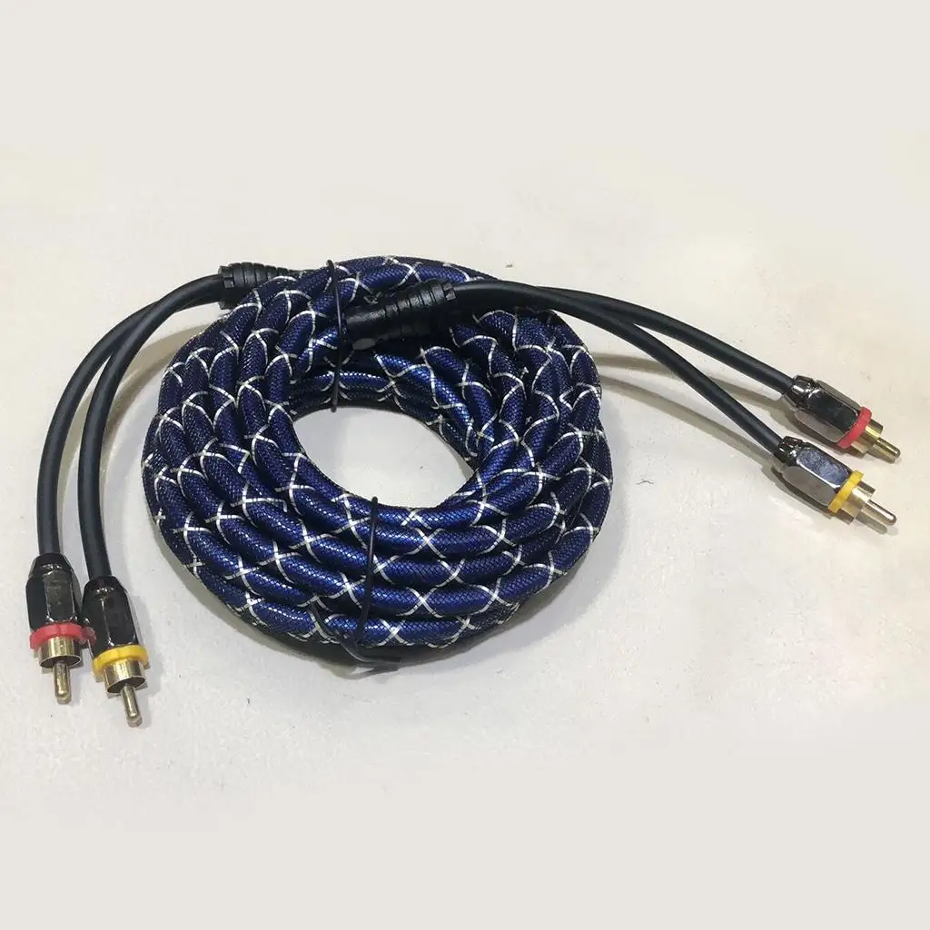 Car Audio RCA Phono Lead Oxygen Free Copper Noise Rejection Speaker Wire for Car Radio Plug System