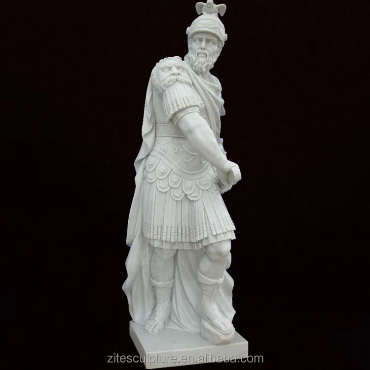 Hand Carved Garden Life Size Stone Warrior Statue