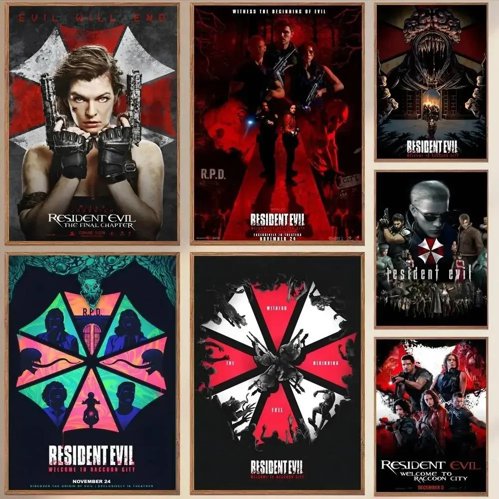 Classic Hot Video Game Resident-Evil 2 3 4 All Characters Vintage Poster Canvas Painting Wall Art Pictures Home Gamer Room Decor