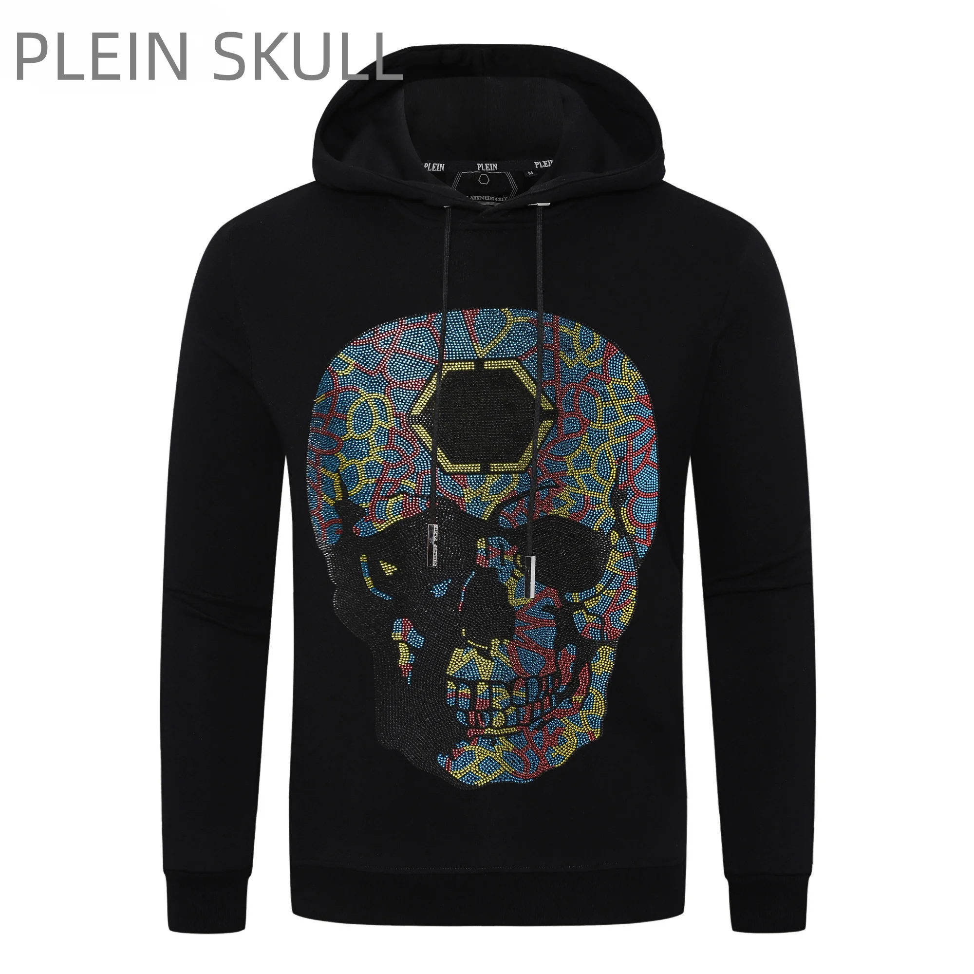 Plein Skull Men's Hoodie Long Sleeve Solid Color Pullover Hooded Sweatshirt Casual Loose Streetwear Men Hoodies For Autumn Winte