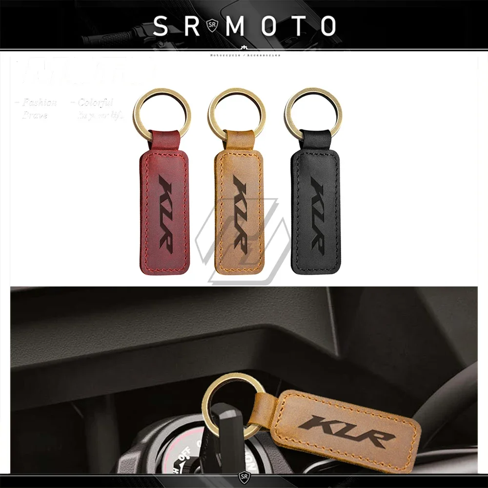 Motorcycle Keychain Real Cowhide Key Ring Fit for Kawasaki KLR KLR650 Motorbike