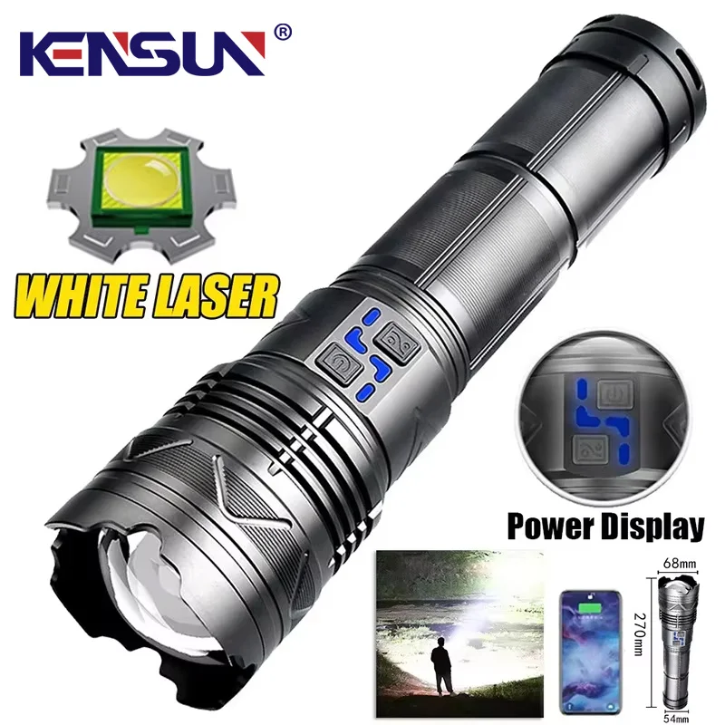 

Super Bright Spotlight Long Range LED Flashlight Zoom Emergency Lantern Rechargeable Lamp Outdoor Camping Torch Power Display