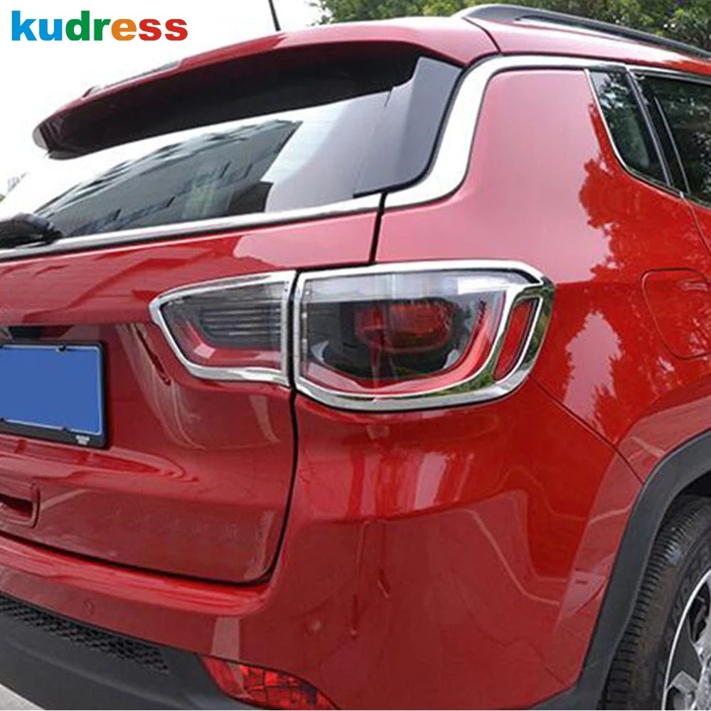 Rear Light Lamp Cover Trim For Jeep Compass 2017 2018 2019 2020 2021 2022 2023 Chrome Car Taillight Bezel Trims Accessories