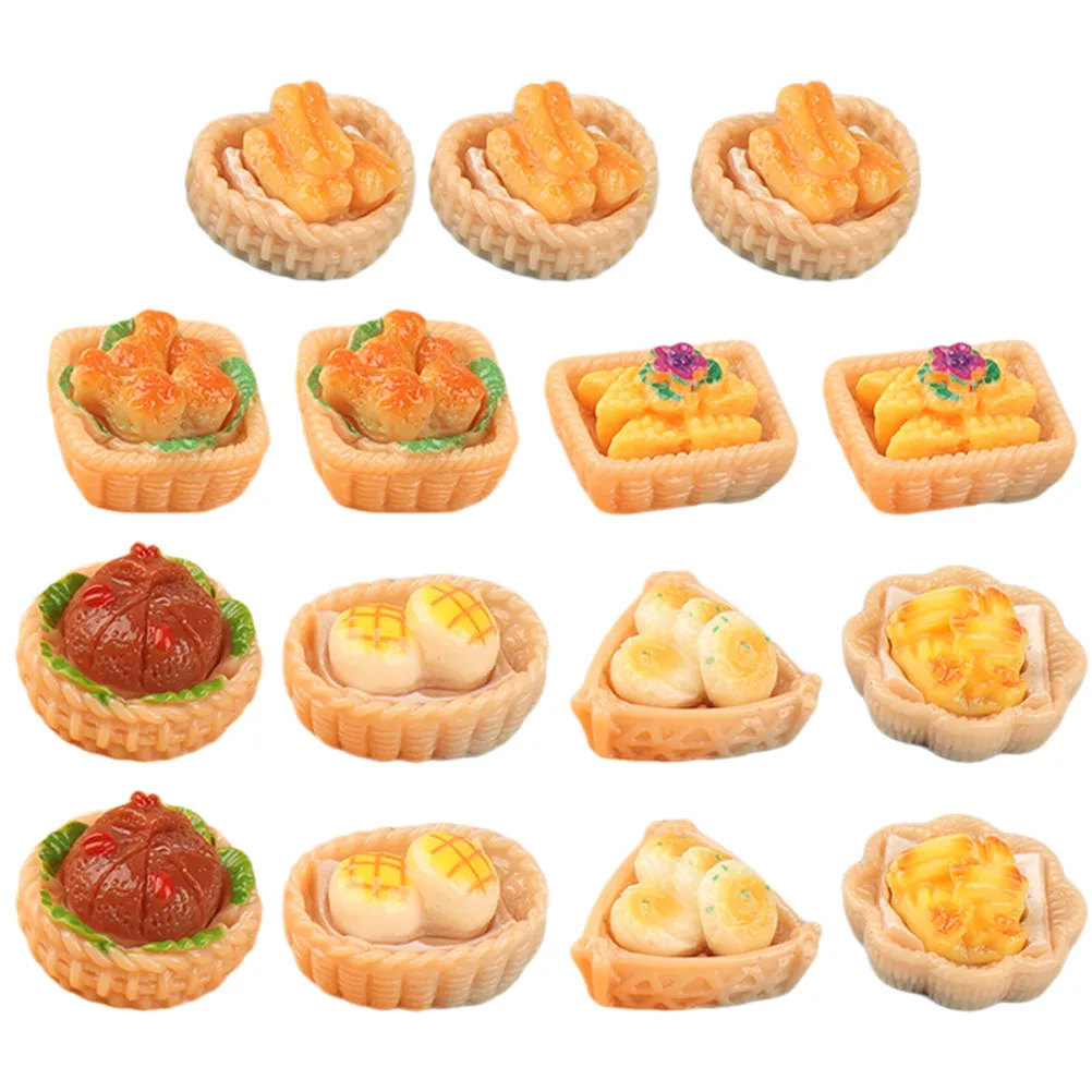 15Pcs Miniature Food Snack Collection Exquisite Fake Chinese Snacks for Mini House Kitchen Scene Decor Resin Dessert Ornament - view 4