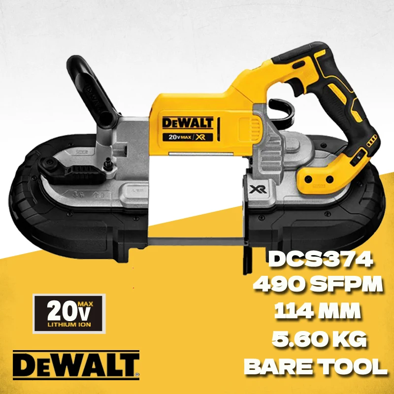 

DEWALT DCS374 Cordless Brushless Deep Cut Band Saw Cutting Capacity Integrated Portable Metal DCS374N Electric Saw Power Tools