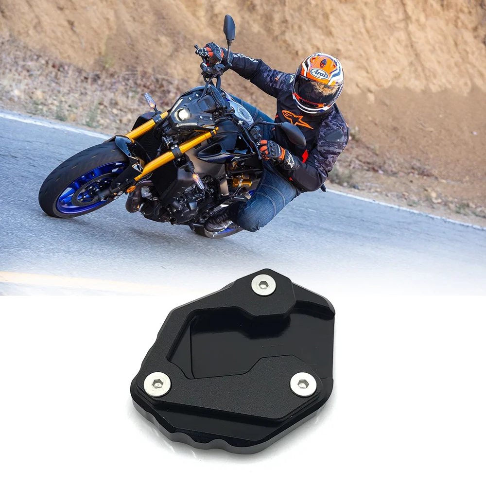 T47C_For Yamaha MT-09 Tracer MT09 TRACER900 XSR900 دراجة نارية مسنده الجانب حامل تمديد الوسادة لوحة تكبير الأسود #2