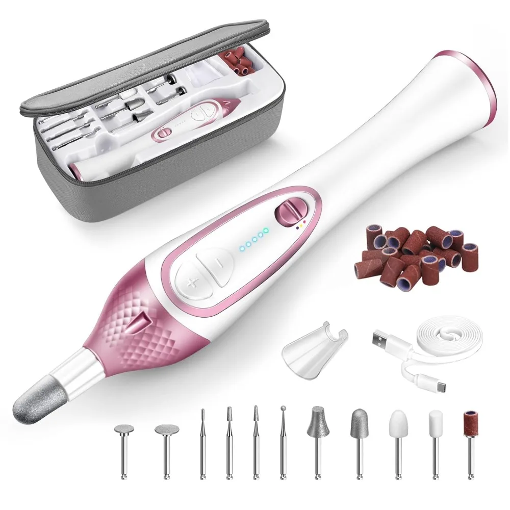 

36-Piece Professional Manicure Pedicure Kit-Cordless Electric Nail File Kit,20000RPM, 11Pcs Bits,4 Speed,Rechargeable Pedicure T