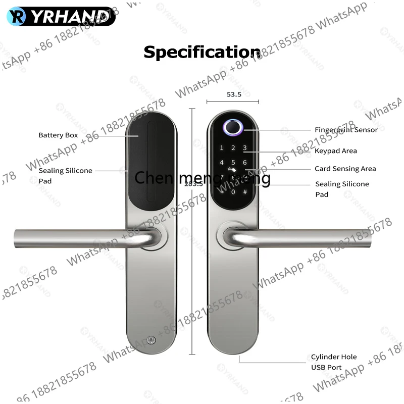 

Умный дверной замок с управлением через приложение Tuya Wifi или Ttlock, огнестойкий и водонепроницаемый, с функцией распознавания отпечатков пальцев, для дома.