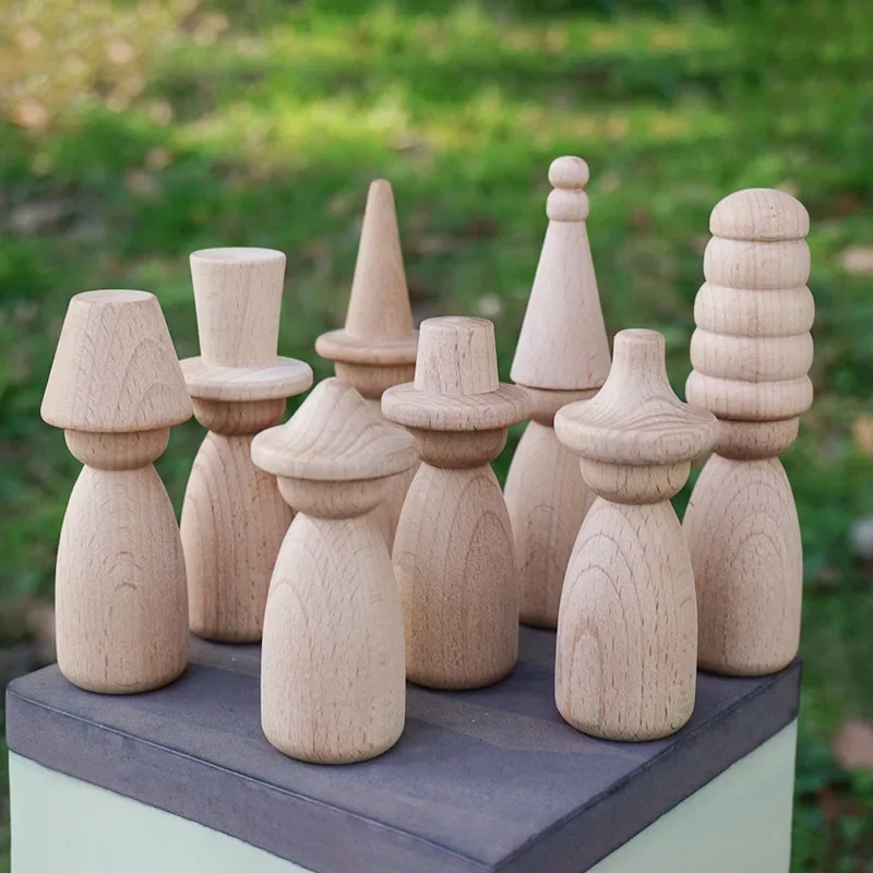 1pc DIY Hat Changing Wooden Doll Wooden Crafts Hanging Doll Ins Cone Volume Wood Beech Decoration Wooden Craft Supplies Room