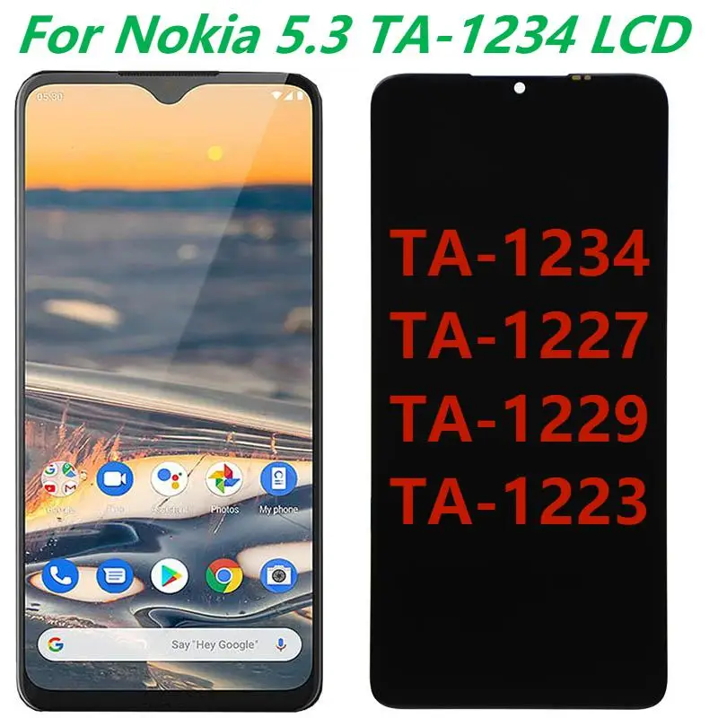 6.55  Original For Nokia 5.3 TA-1234 LCD Display With Frame  Nokia 5.3 TA-1227 TA-1229 TA-1223 Display Touch Screen Replacment