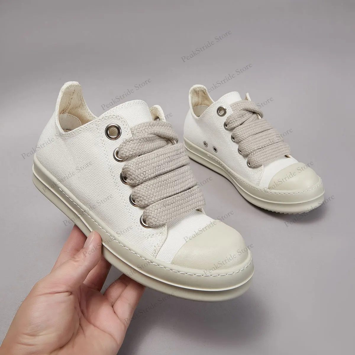 أحذية رياضية منخفضة القماش باللون الأبيض للرجال والنساء - أحذية عصرية برباط للجنسين، أحذية مصممة فاخرة من Casu #3