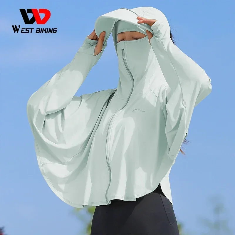 WEST BIKING UPF 50+UV Sun Protection Clothing Women Hoodie Ice Silk Breathable Outdoor Jacket Cycling Fishing Running Sport Gear