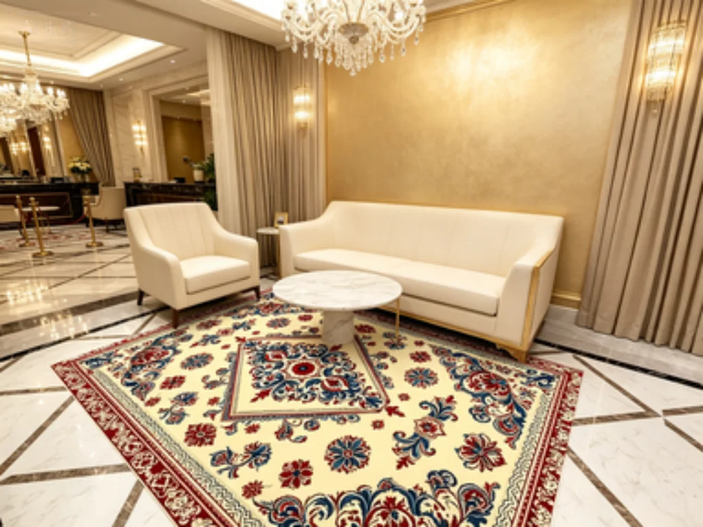 Bohemian Sofa Floor Mat, Khaki Brown Persian Geometric Rug, Coastal Large Living Room Mat, Chinese Style Tea Table Carpet.