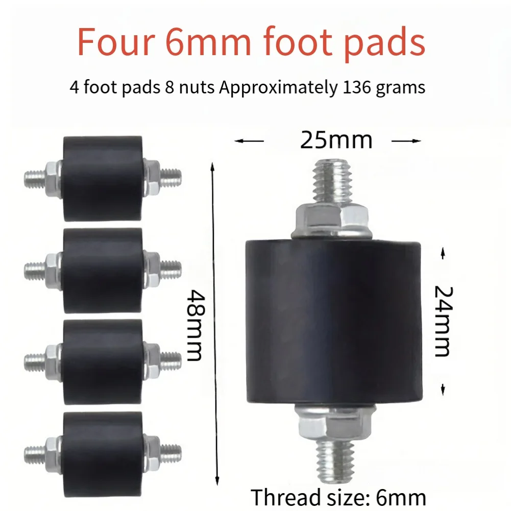 Set of 4 Rubber Anti Vibration Isolator Mounts M6 M8 Thread for Protecting Machinery and Reducing Operational Noise