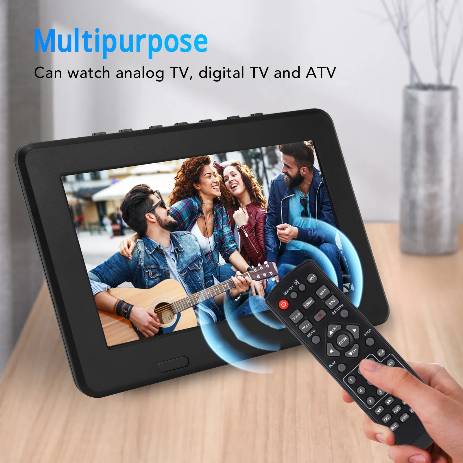 

Digital TV Portable LED TV 7 Inch Portable TV HD LED Digital Portable Television Video Player with Built in Rechargeable Battery