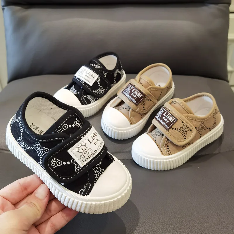 Zapatos de lona para niños de 1 a 6 años, zapatos informales de corte bajo para primavera y otoño, forro de algodón transpirable, antideslizantes y resistentes al desgaste