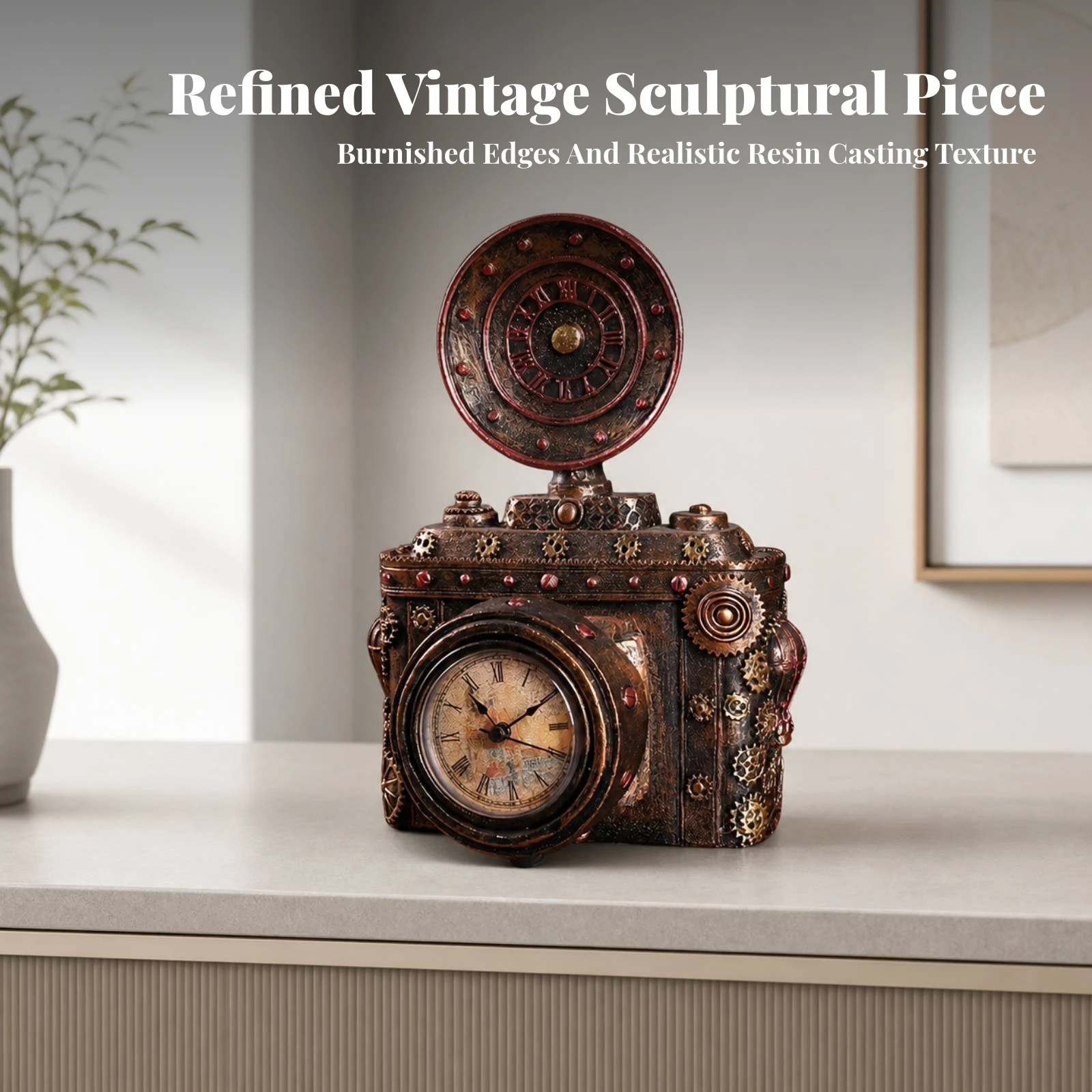 Resin Ornament Industrial Desk Display Piece Freestanding Plaque Compact Decor Detailed for Collectors, Bookshelf