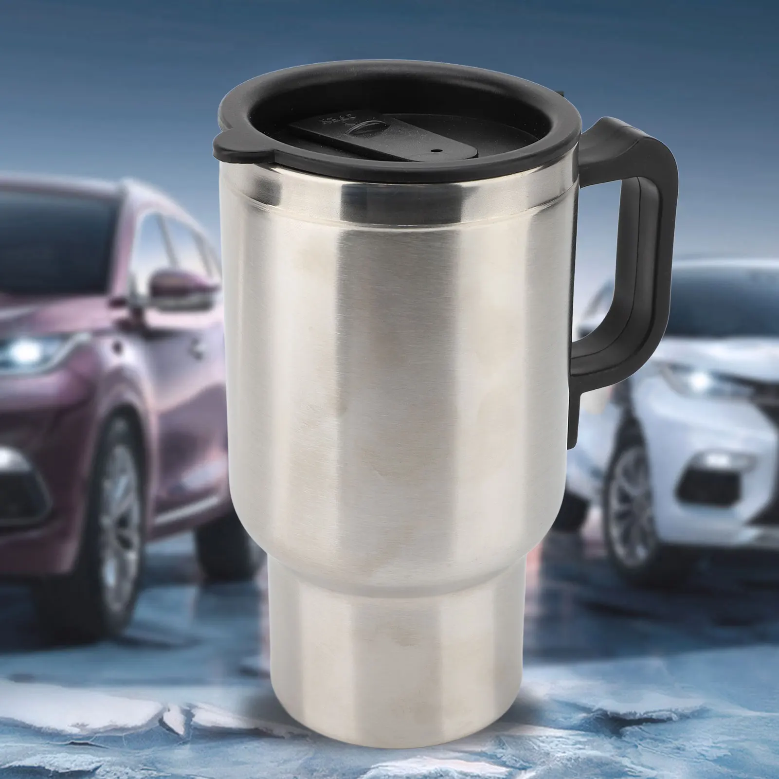 Car Insulated Cup 201 Stainless Steel 500ml  Double Layer Insulation Bottle For 12V Vehicles Electric Hot  Cup