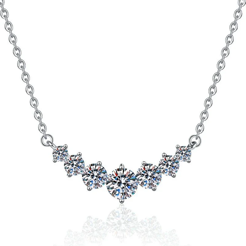 

ZFSILVER Fashion Trendy Classic s925 Silver Moissanite Heart Princess 7 Necklace For Charm Women Accessories Jewelry Gift HK0093