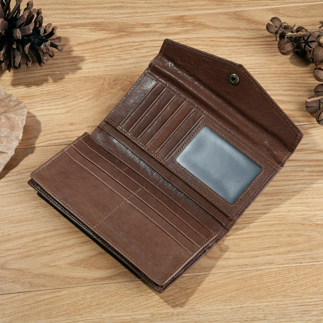 Genuine Leather Men Wallet Anti Theft Brush Unisex Coin Purse Luxury Texture Pure Cowhide Long Wallet