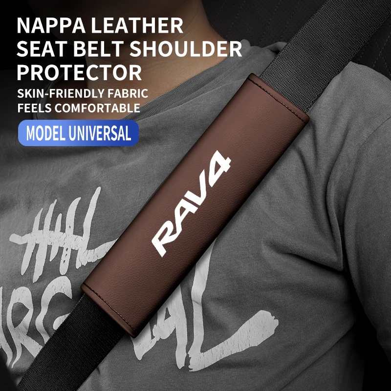 1PC Leather Car Seat Belt Shoulder Protector Cover Safety Belt Padding Pad For Rav4 2022 2021 2020 2019