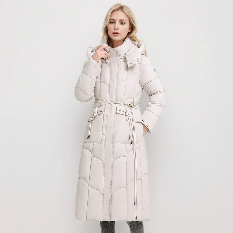 2024 New Winter Women Long Parkas Pockets Thick Warm Hooded Down Cotton Coat Female Loose Puffer Jackets Windproof Snow Overcoat