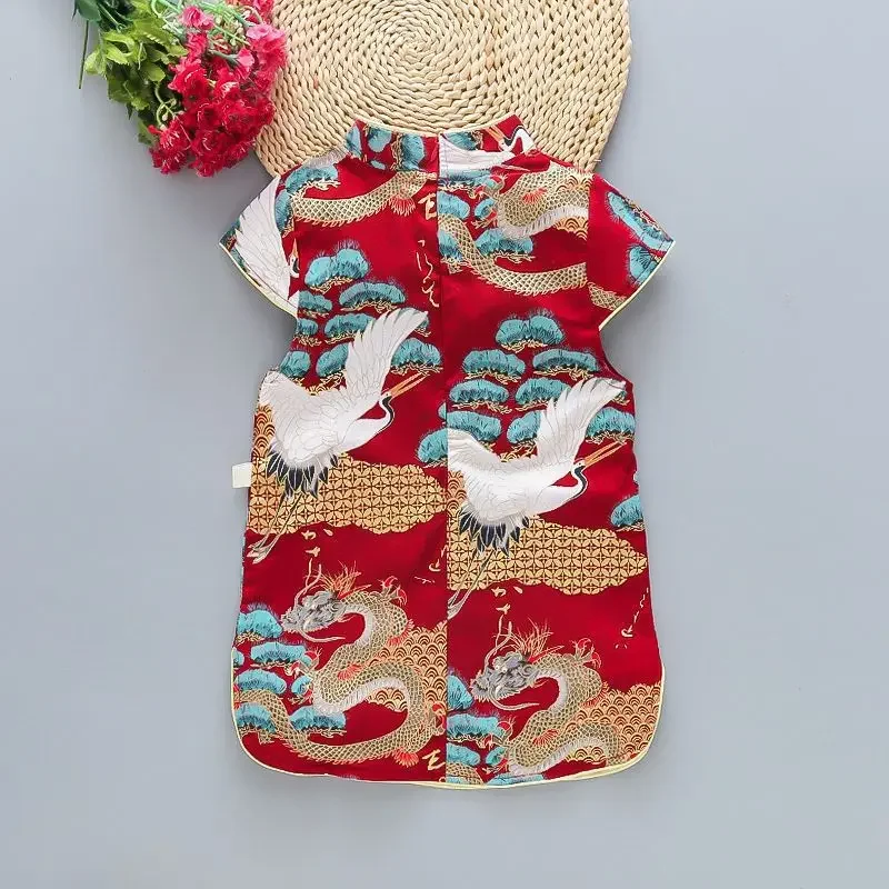 Summer Girls Dress Qipao Fashion Baby Dresses Children's Clothing Casual Modern Cheongsam Kids Outfit Thin Girl Clothes Vestidos