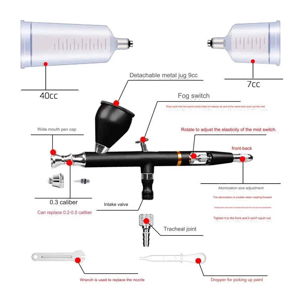 Artisan Airbrush Handheld Airbrush Painting Airbrush Set for DIY Art Makeup Cake Decoration Tattoo Refinishing