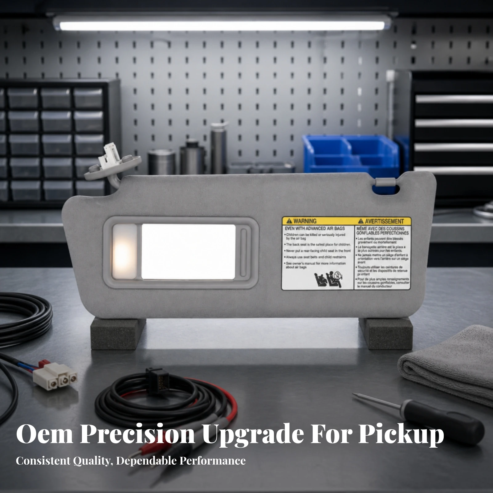 Sun Visor with Mirror Gray Car Sun Visor with Flap Auto Part Molded Easy to Install for Commuters, Windshield