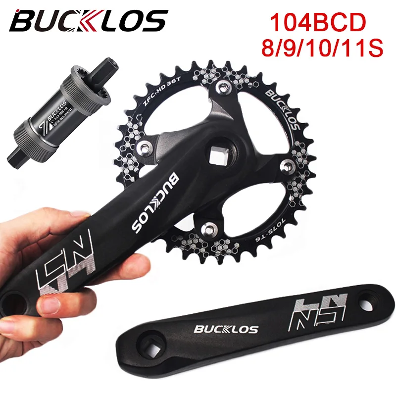 BUCKLOS 8/9/10/11S MTB Crankset 104BCD Bicycle Crank Chainring 32/34/36/38/40/42T Mountain Bike Chainwheel Cycling Crank Set