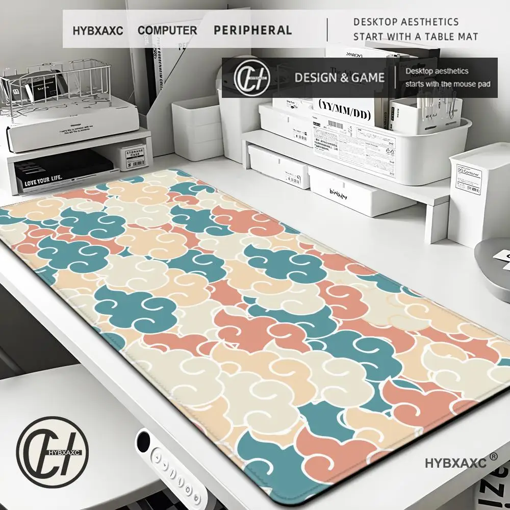 Японский цветной настольный коврик с розовыми облаками, игровой коврик для мыши, черный ковер, большой коврик для ноутбука Kawaii, компьютерные офисы, коврик для мыши, игровой коврик, коврики для мыши