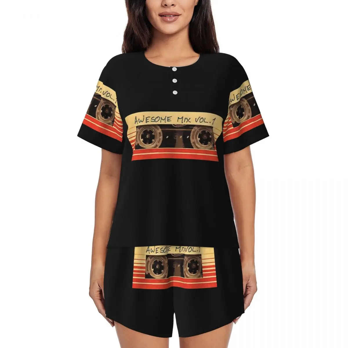 

Awesome Mix Vol.1 Round Neck Short Sleeve Nightgowns for Sleeping Sleepshirts Women Soft Pajama Set Short Pants