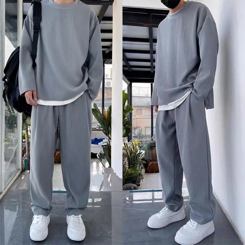 Conjunto holgado de manga larga para hombre, conjunto de 2 piezas, a la moda