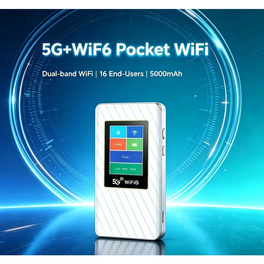 5G Mobile WiFi 6 Gigabit Dual-Band Wireless SIM Card Router Portable Hotspot
