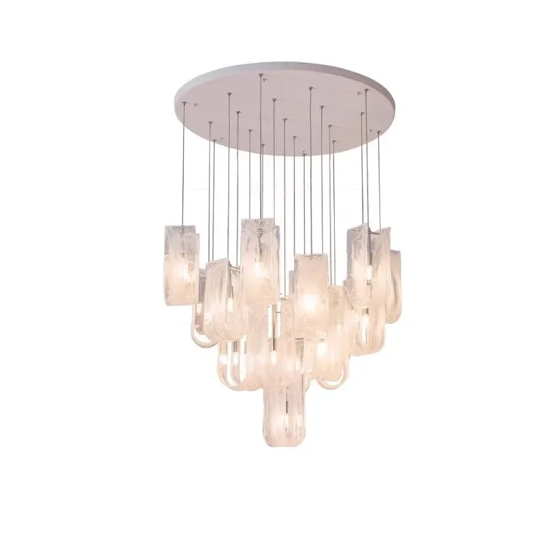 

Simple glass cloud mist chandelier cream wind warm living room dining room bedroom entrance homestay villa stairs French lamp
