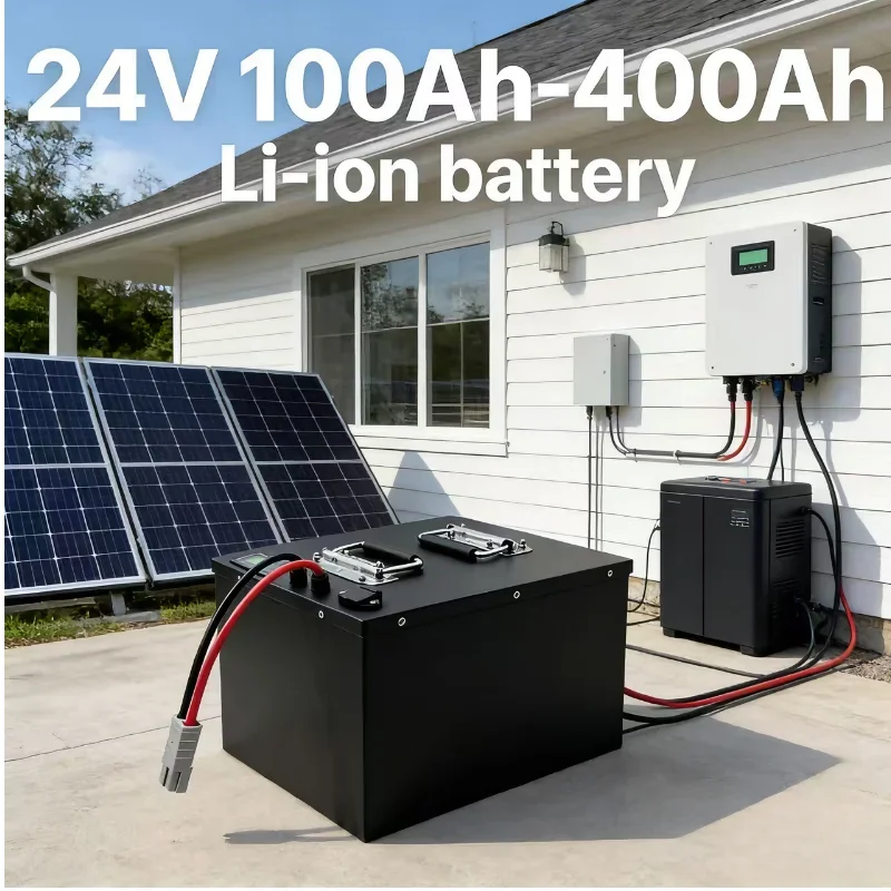 

24V 100Ah-400Ah High Capacity Li-ion Battery Pack with Charger & BMS Protection | For Solar System, RV, UPS, Inverter, Off-Grid