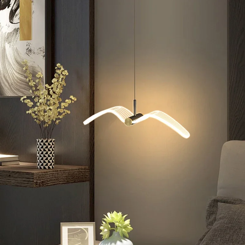 Led Seagull Pendant Lights Bedroom Bedside Background Wall Hanging Lamps for Ceiling Creative Home Decor Suspension Luminaire