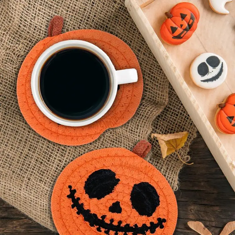 

Pumpkin Coaster Non-Slip Heat Resistant Cup Mats 4 Pieces Pad Absorbent Non Slip Mat For Party Activities Table Festival Desk