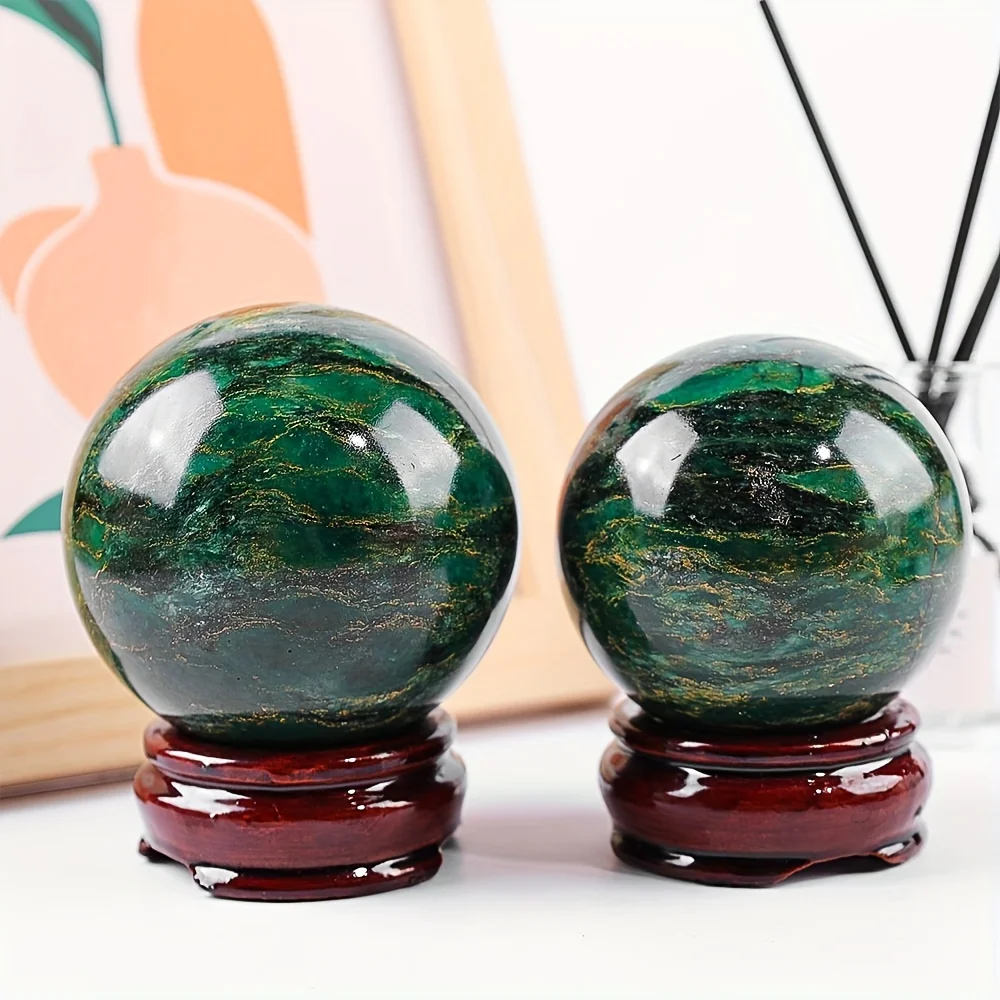 

1PC Natural Emerald Jasper Crystal Ball Meditation Stone Home Decoration Rare Gemstone Ball High-End Creative Gift