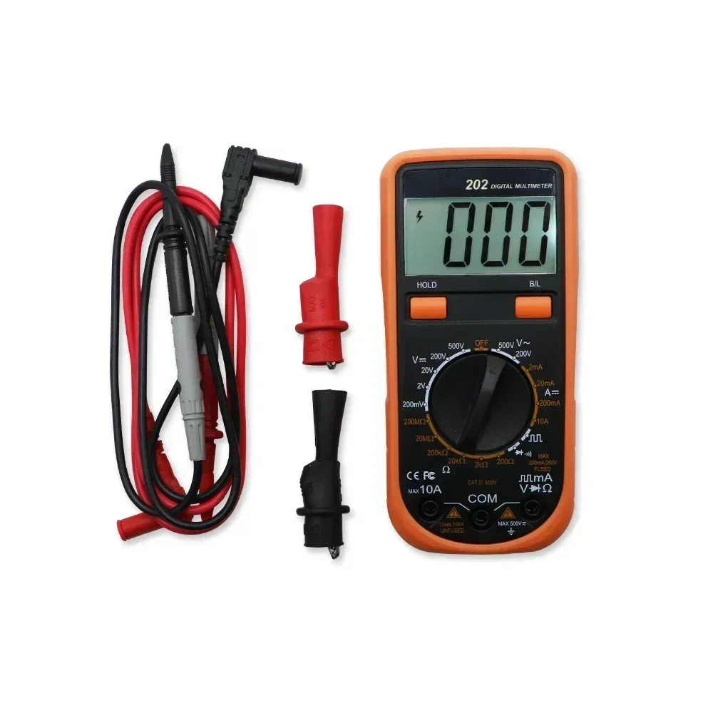 VC202 LCD Digital Multimeter 2000 Counts AC DC Voltage Diode Current Tester With Back Light Large Screen Handheld LCD Multimetro